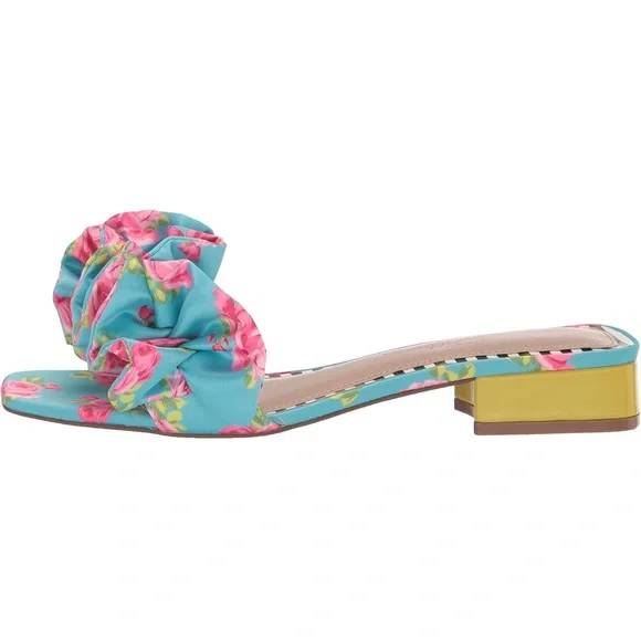 Betsey Johnson- Floral Blue and Pink Women's Sandals - Picture 8 of 9